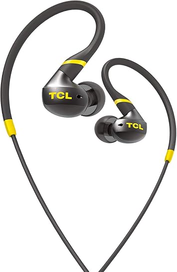 TCL Actv100 in-Ear Earbuds Active Noise Isolating Wired Secure Fit Sweatproof Headphones with Built-in Mic Black