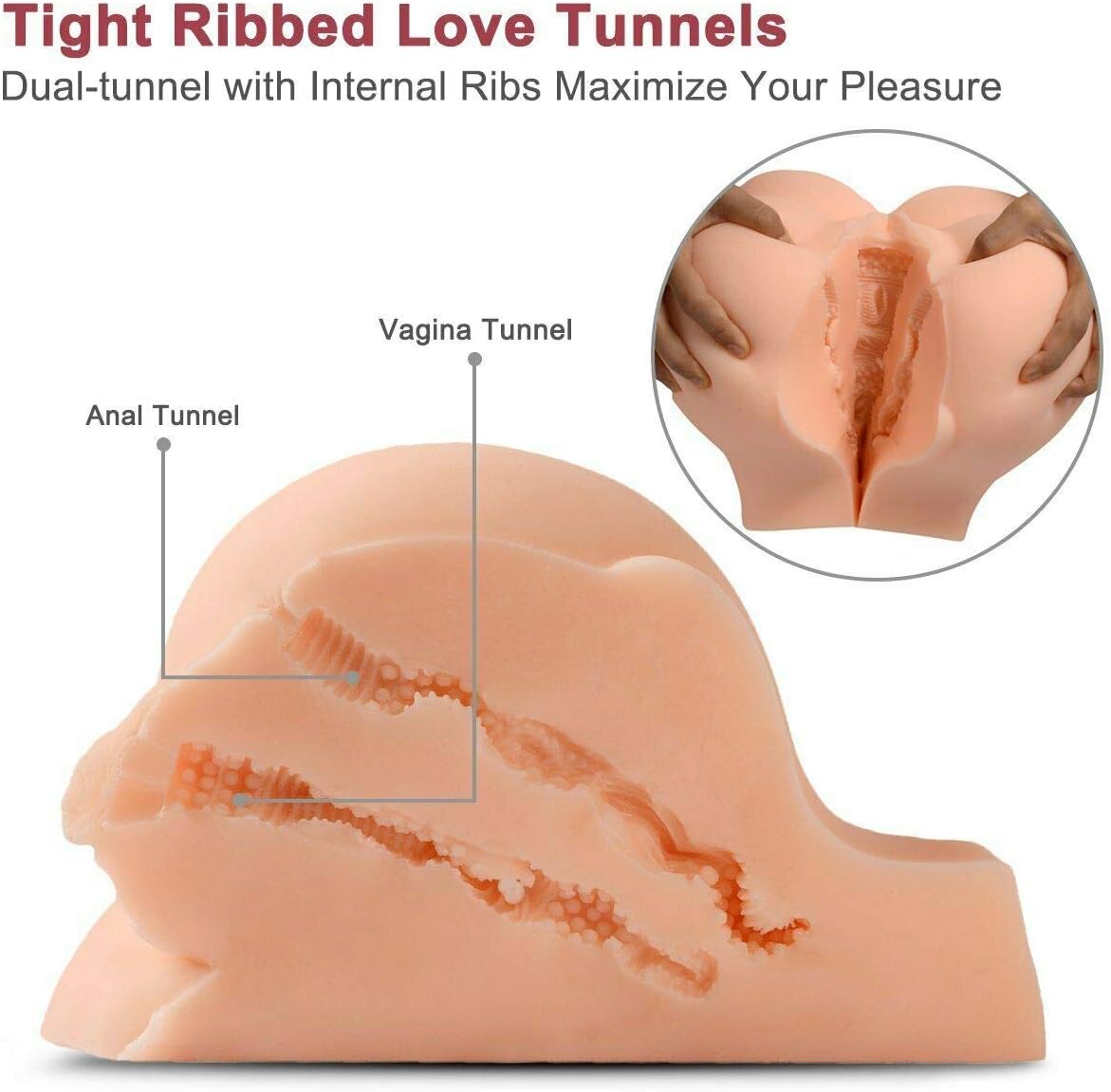 Male Masturbator Male Sex Doll Big Pussy Ass, 3D Realistic Life-Sized Pussy Silicone Vagina with Anal Channel