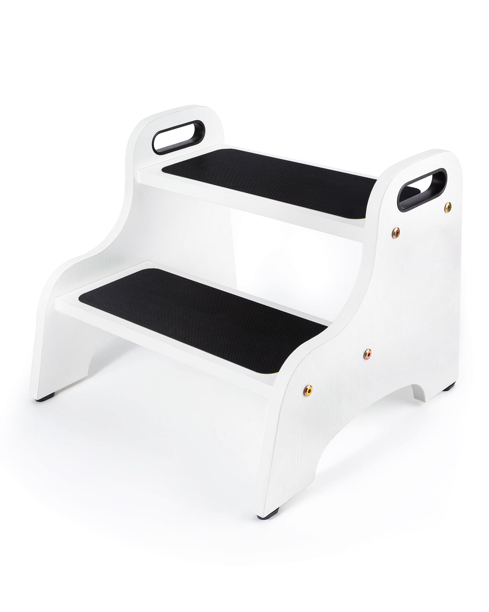 StrongTek Wooden 2 Step Stool, 350 lb Capacity, Non-Slip, White