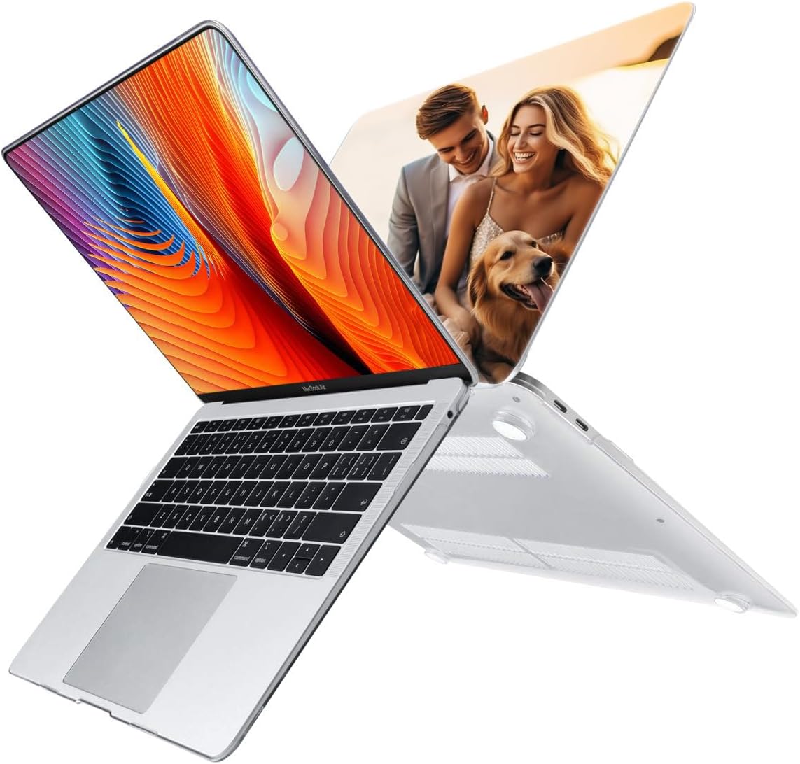 Custom Clear Black Laptop Case Compatible with MacBook Air 15 inch Case 2025 2024 2023 Release M4 A3241 M3 A3114 M2 A2941 with Touch ID & Personalized Photo Keyboard Cover, Gift for Birthday Family