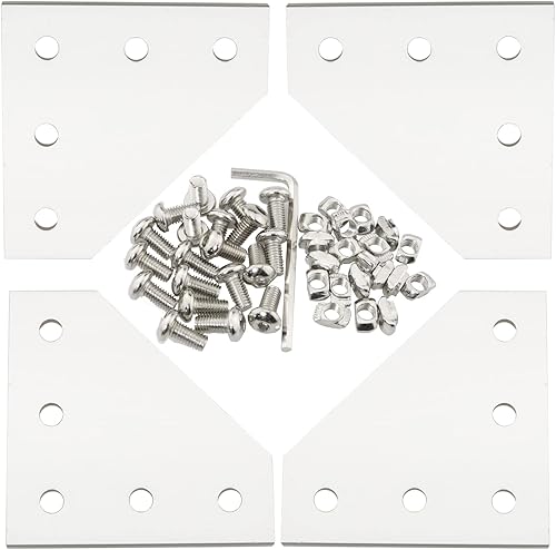 JJHXSM Placa de soporte de esquina plateada modelo L de 5 agujeros para marco de impresora 3D de perfil de aluminio serie 2020