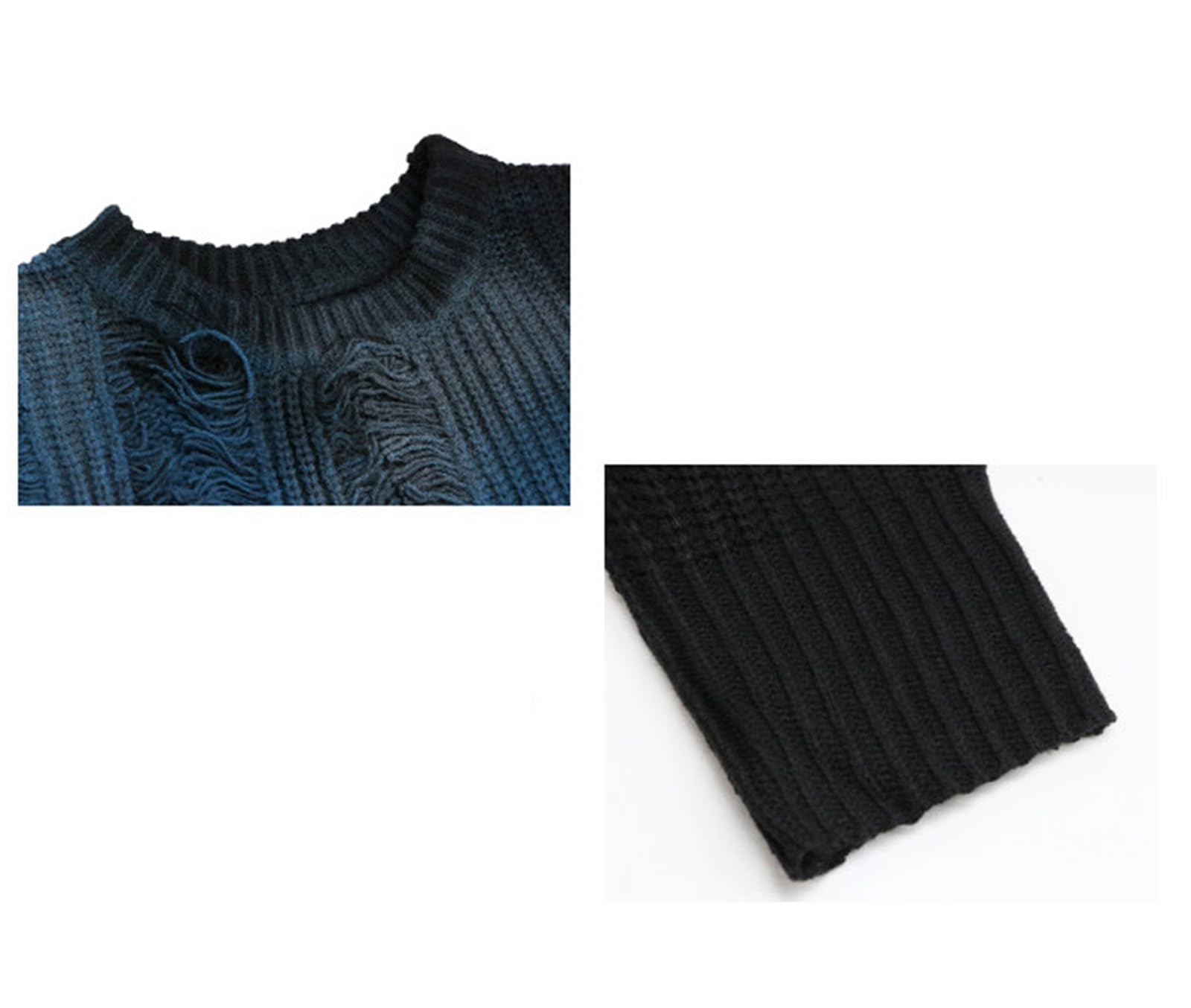 Damski Luźny Sweter Oversize z Okrągłym Kołnierzem, Nadrukiem, Postrzępionymi Krawędziami i Frędzlami, Sweter Casualowy