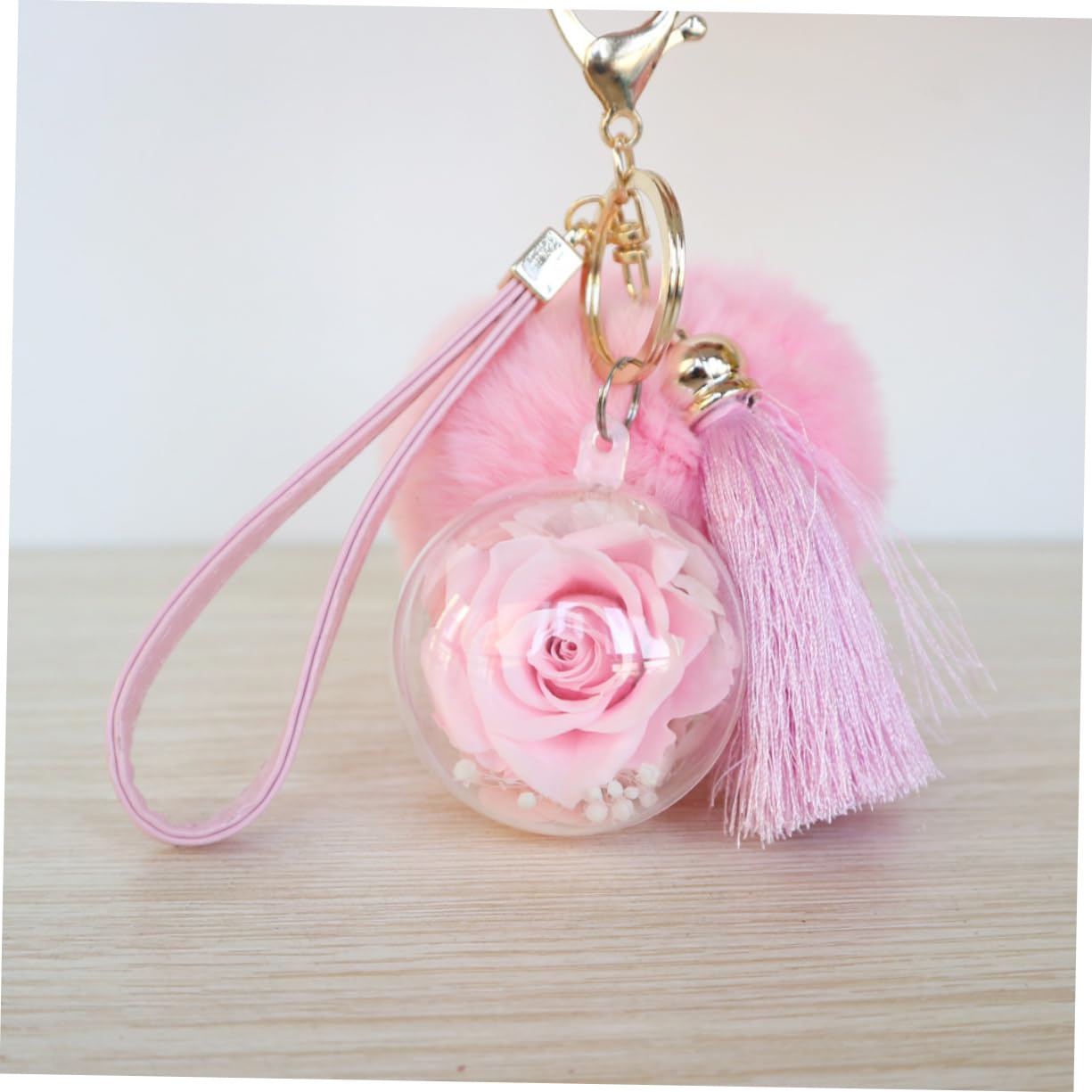 LIFKOME 3 Uds Pulseras De Brazalete Para Mujer Llavero Con Pompón De Mujer Llavero Decorativo Con Pompón De Rosas De Coche s De Rosa Bolsa