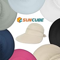 Vista 9 de SUN CUBE Sombrero de sol para mujer para protección UV al aire libre, sombrero de sol de ala ancha, cola de caballo, sombrero de playa convertible