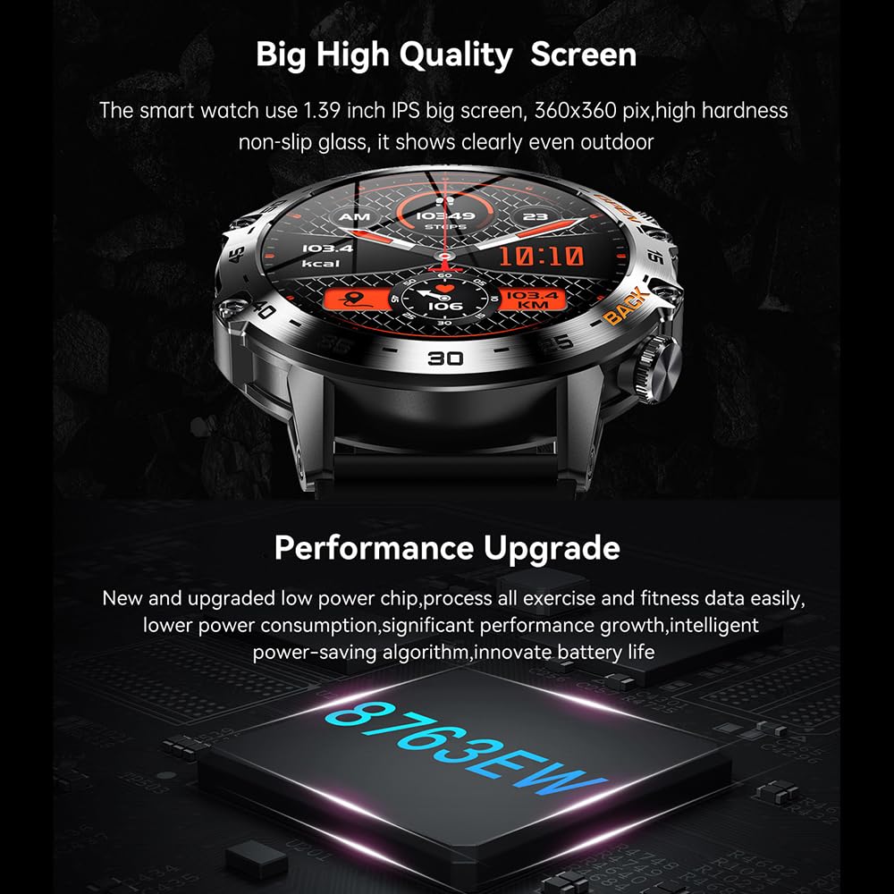 K52 Smart Watch con BT Call Step 1 39 IPS Schermo Impermeabile Sport per Android iOS Salute
