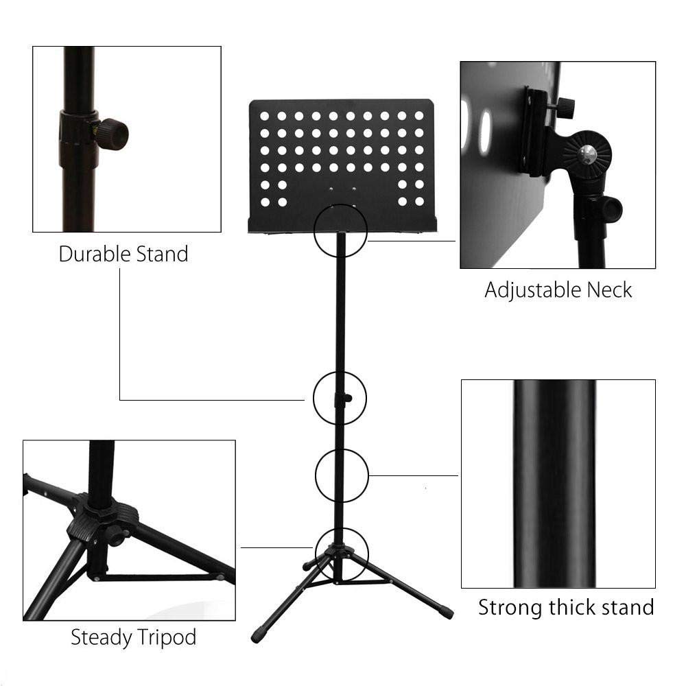 Techtest Notation Stand Lyrics Foldable Violin Music Sheet Holder Adjustable Orchestra Conductor Music Stand, Light Weight for Travel 4