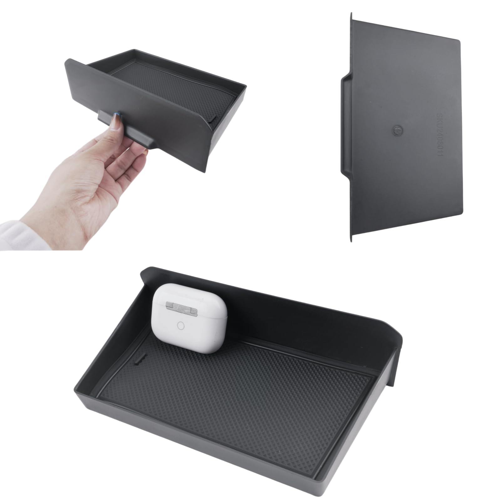 ECOZEN Organizer per console centrale Dacia Duster 3 2024-2026/Dacia Bigster 2025-2026 3D ABS Console Centrale Contenitore Cassetto con cuscinetto antiscivolo, vassoio portaoggetti nascosto Duster III