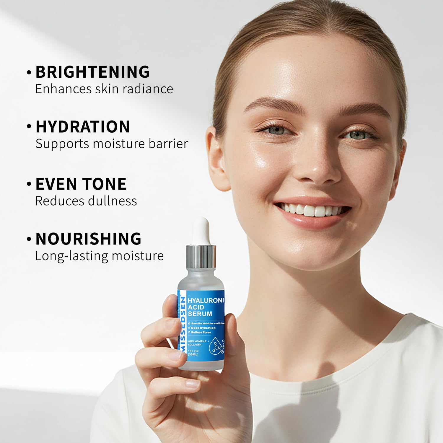 Hyaluronic Acid Serum with Collagen Vitamin E Oil for Skin Care, Hydrating, Brightening Serum for Face anti aging for All Skin Types Daily Use 1Fl oz - Image 6