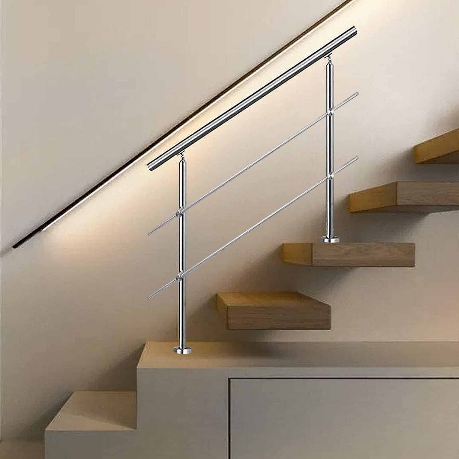 Balustrade en acier inoxydable extérieur main courante escalier réglable de transition