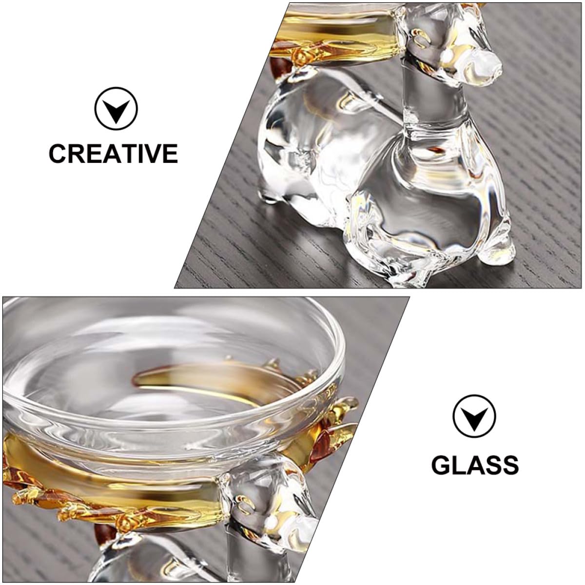 SECFOU Infusor de Té de Cristal Transparente en Forma de Ciervo, Colador de Malla Fina para Filtro de Residuos, Accesorio para Infusiones Caseras, Filtro Práctico para Té Gongfu, 1
