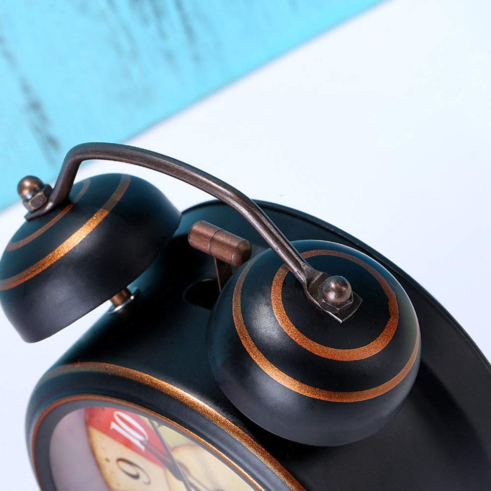 Réveil, Réveil De Chevet à L'ancienne Avec Double Cloche Non Tic-tac, Réveil à Quartz Analogique Piles Vintage Avec Veilleuse Pour Chambre Coucher Marron 69396325