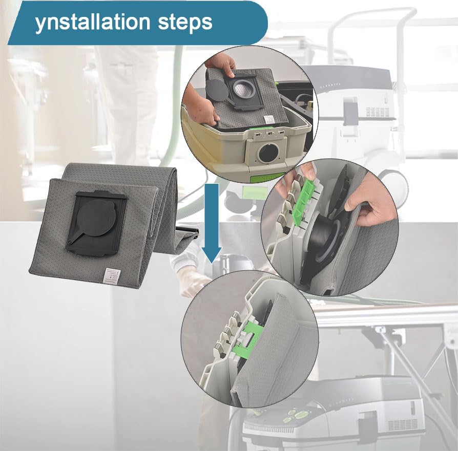 496121 reusable 36 vacuum cleaner dust bag, long-lived dust bag, compatible with Festool CT36E/AC vacuum cleaner.