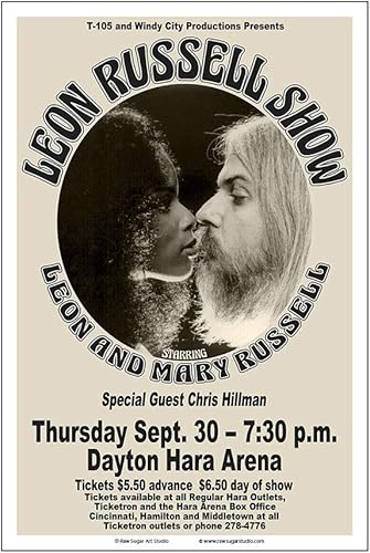 Raw Sugar Art Studio Cartel del concierto de Leon Russell/Chris Hillman 1976 disponible en Yaxa Guatemala
