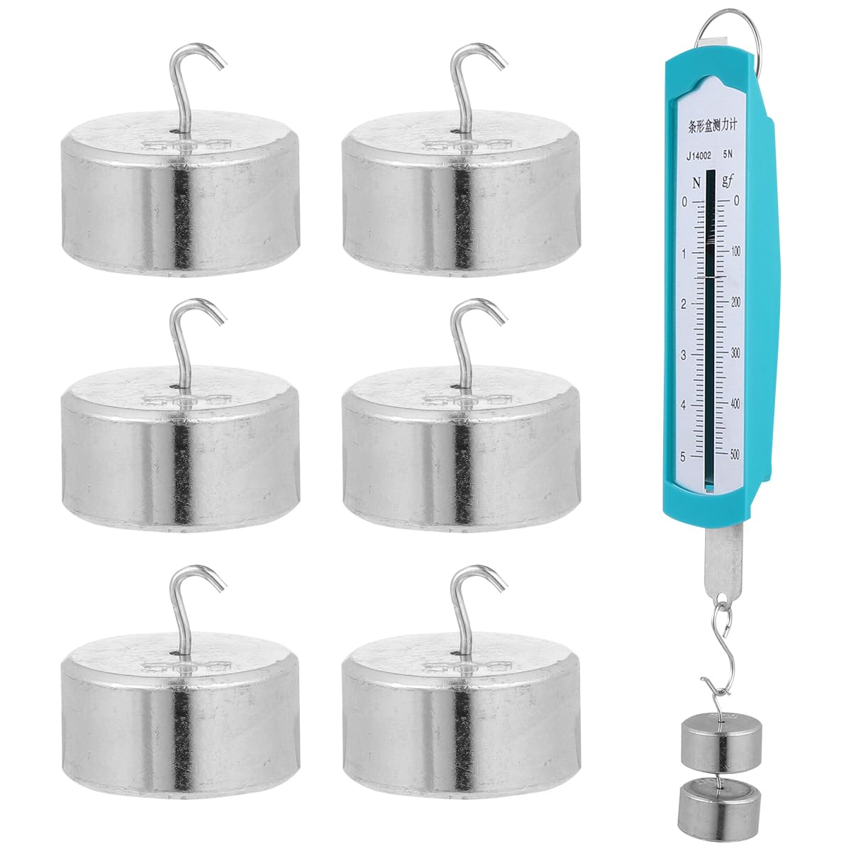 Gatuida Dinamometro 5N Meter Spring Dinamometer Bar, 10 Pezzi 50g Grams Calibrazione Peso Kit, Struttura Standard Per Esperimenti Meccanici Physics