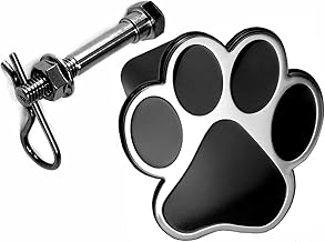 LFPartS Dog Animal Paw Foot Emblem Metal Trailer Hitch Cover Plug (Fit 2" Receivers, Chrome & Black)