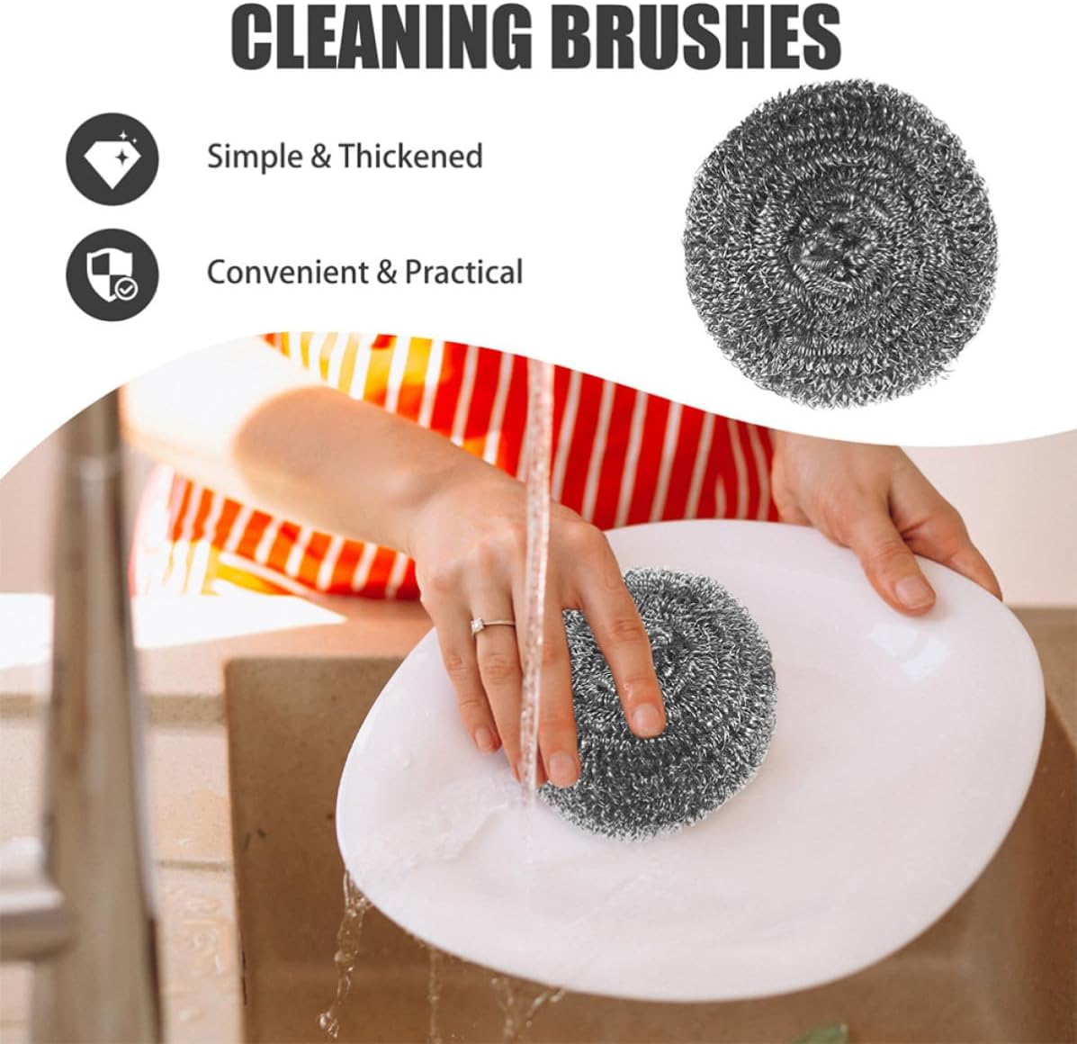 TIDTALEO 8pcs Stainless Steel Dish Scrubbers for Kitchen Cleaning, Multifunctional Wok Cleaner and Pot Scrub Brush with Reliable Performance, Sturdy Steel Scrubber for Cleaning Pots