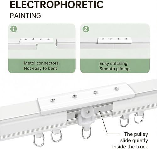 Miniatura 5 de Rieles de cortina de techo de 9 pies, montaje en pared de riel de cortina, cortinas de puerta corrediza montadas en el techo, rieles para