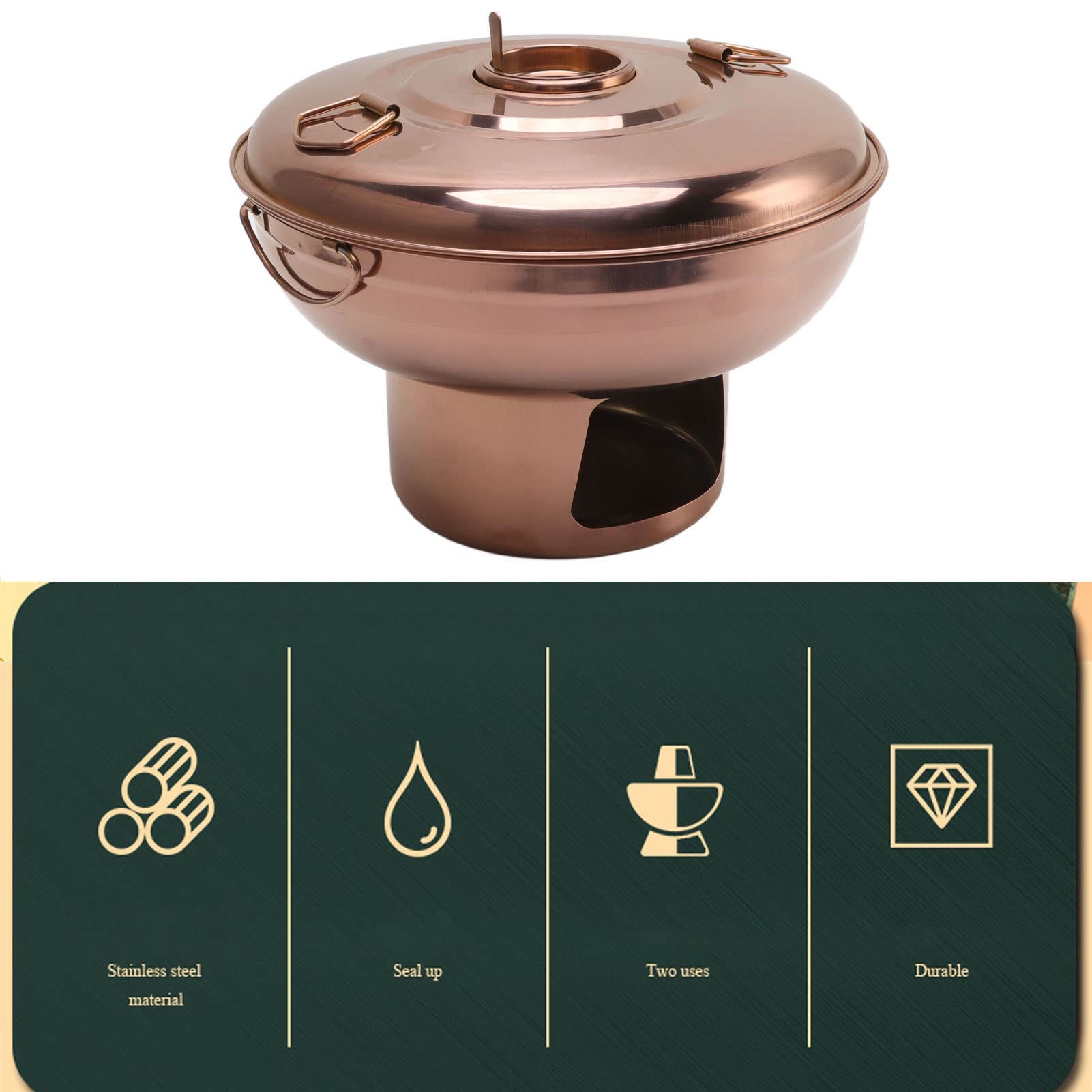 Chinesischer Holzkohle-Eintopf, Kleiner Edelstahl-Eintopf, Chinesisches Fleisch, Fondue, Lamm, Outdoor-Kocher, Milchtee, Eintopf Für Picknick in Der Küche – Roségold