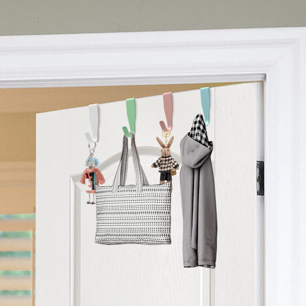 12 ganci colorati da appendere, ganci stabili per porte, non sono necessari fori, adatti per porte standard