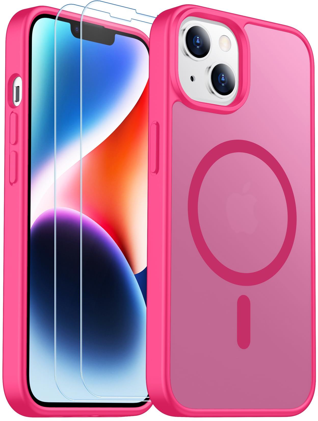 SPIDERCASE for iPhone 13 Case for iPhone 14 Case, Magnetic Translucent [2 Pack Tempered Glass Screen Protector] Anti-Fingerprint Anti-Scratch for