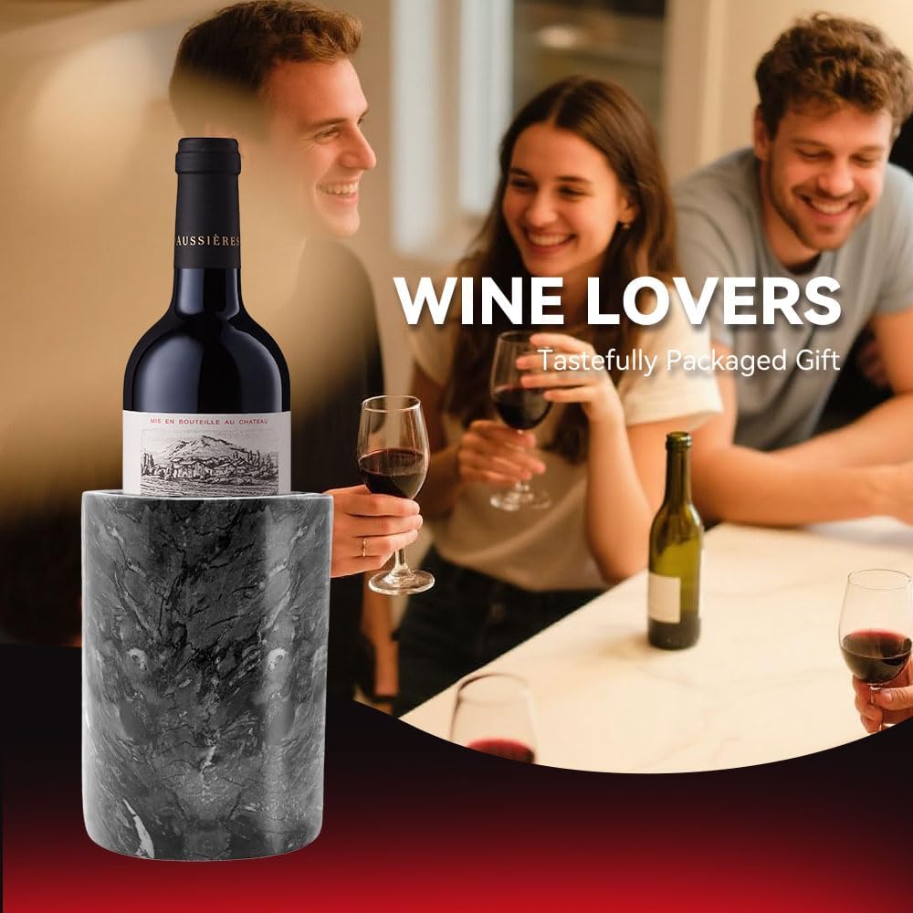 Kota Japan Black Marble Stone Wine and Champagne Bottle Chiller Cooler - 7" X 5" | Elegant Kitchen Utensil Holder | Must Have Wine Chiller for Your Home | Impress Your Guests at Next Party or Event! - Image 7