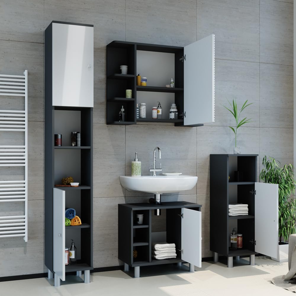 Vicco Badmöbel-Set Fynn, Anthrazit, 60 cm