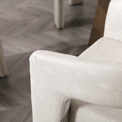 Miniatura 4 de Modern Barrel - Silla de comedor tapizada de piel sintética con brazos, cómoda silla auxiliar para sala de estar, oficina en casa, recepción, color