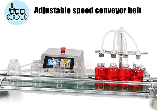 4-Nozzle Automatic Liquid Filling, Bottle Filler Machine with Conveyor, Desktop Liquid Filler, Quantitative Subpackage Machine, for Perfume Oil Water Juice
