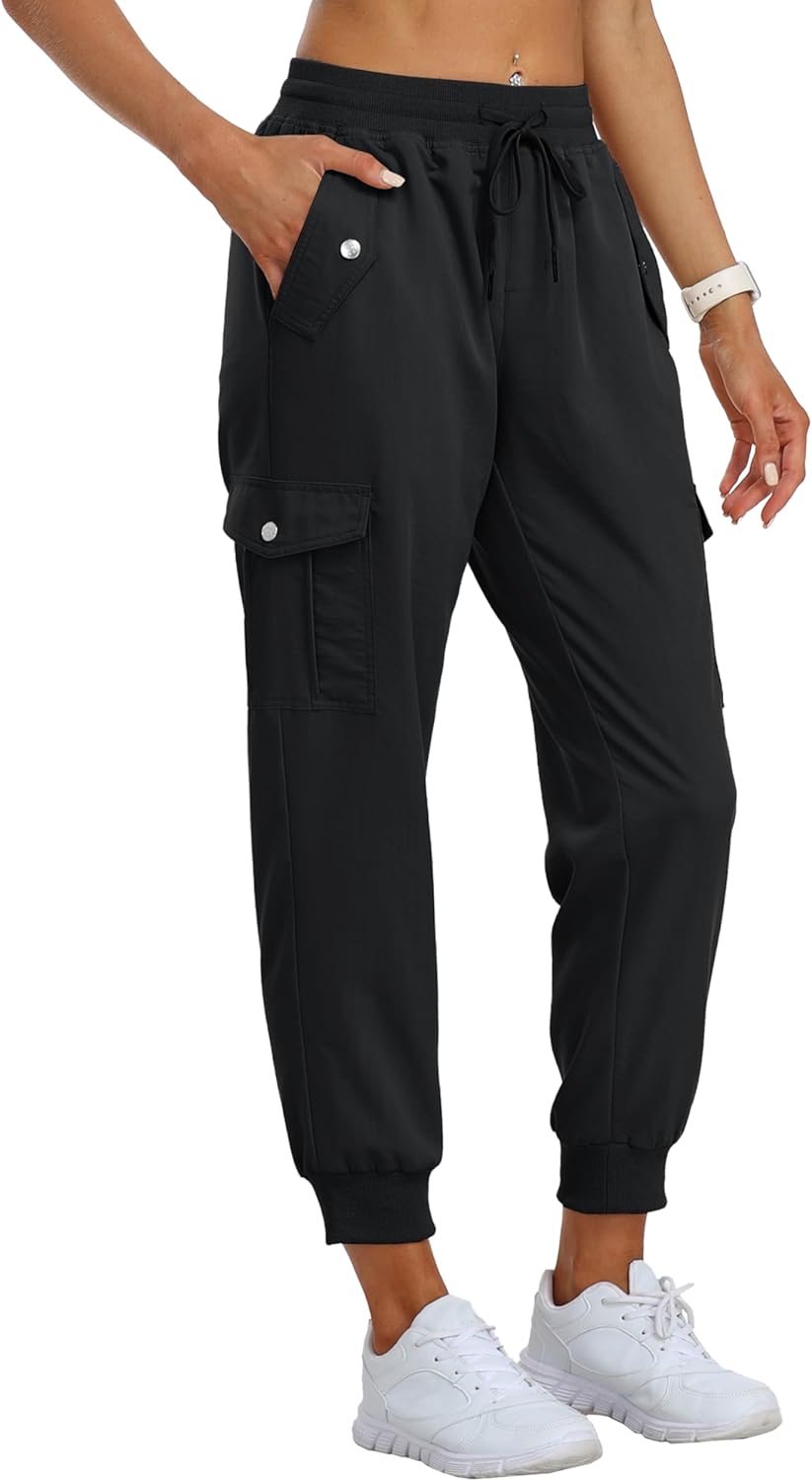MoFiz Women's Outdoor Cargo Pants Lightweight Joggers Elastic Waist Athletic Hiking Sweatpants Casual Travel Pant with Pocket - Image 2