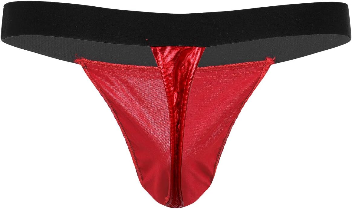JanJean Mens Shiny Metallic Christmas Santa Underwear Low Rise Panties Briefs Thong Lingerie Costume