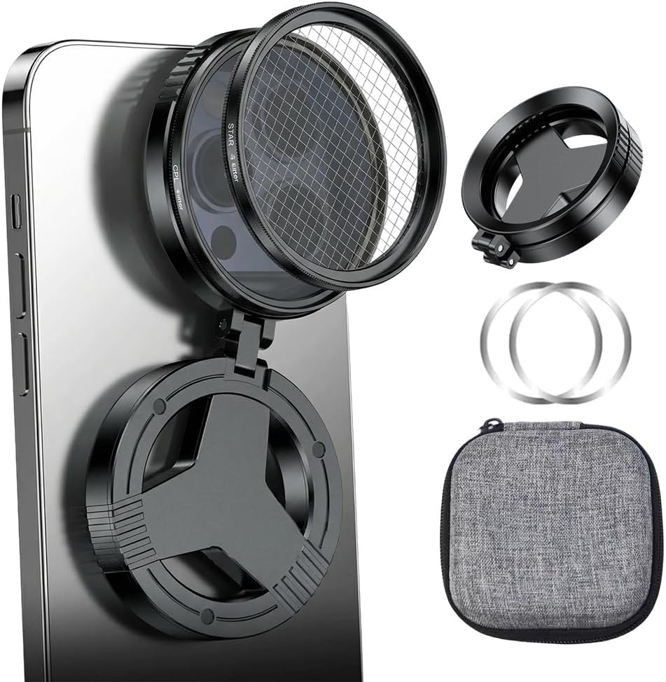 Magnetic CPL Phone Camera Filter Kit, 2026 New Quick Mount Polarizing Filter, Upgraded Anti Glare Filters for Mobile Photography, Portable Color Enhancing Filters for Outdoor Shooting (Set)