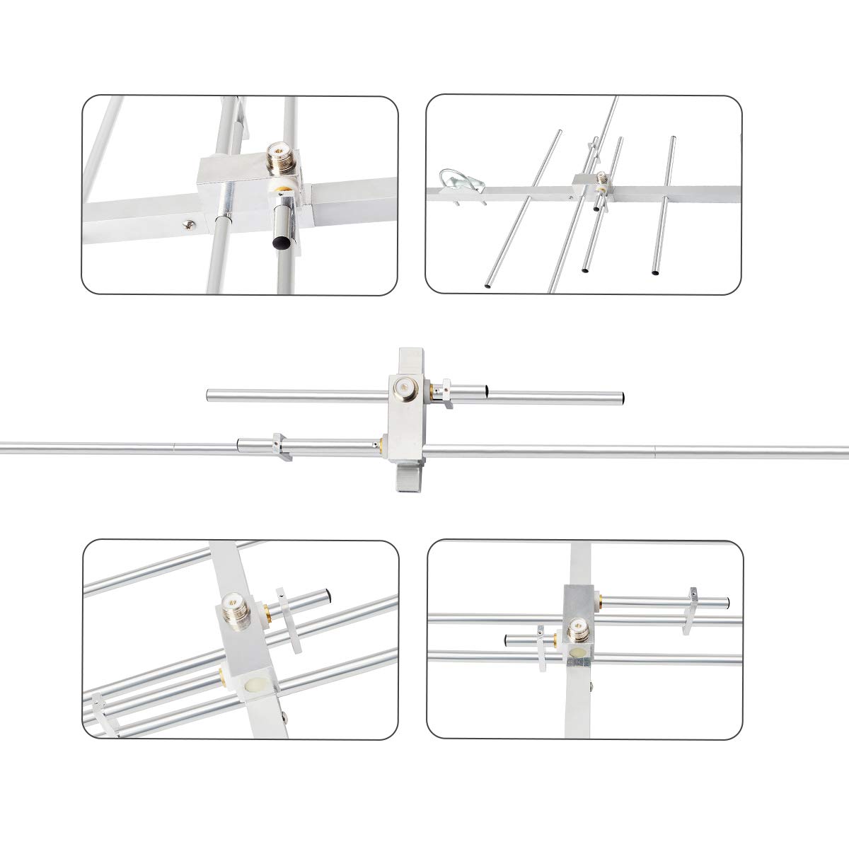 HYS Antena Yagi de Doble Banda 9,5/11,5 dBi 100 W 8 Elementos Haz 2 Meters / 70 cm VHF/UHF Exterior con Perno en U para Radio Digital Repetidor Ham Mobile 144/430 MHz TC-YG08UV