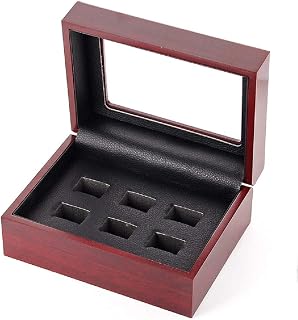 JunningGor Championship Big Heavy Ring Display Wooden Box (6 Holes)