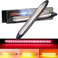 Vista 10 de YSY Tira de luces LED DRL de circulación diurna impermeable de 12 V para faros delanteros secuenciales, señal de giro amarillo, luz diurna universal