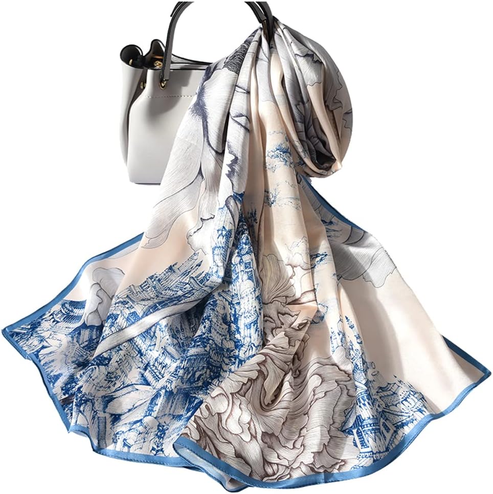 MEISEE 100% Mulberry Silk Long Scarf for Women Large Oblong Sunscreen Shawls Wraps Neck Headscarf Hair Wraps Gift Packed