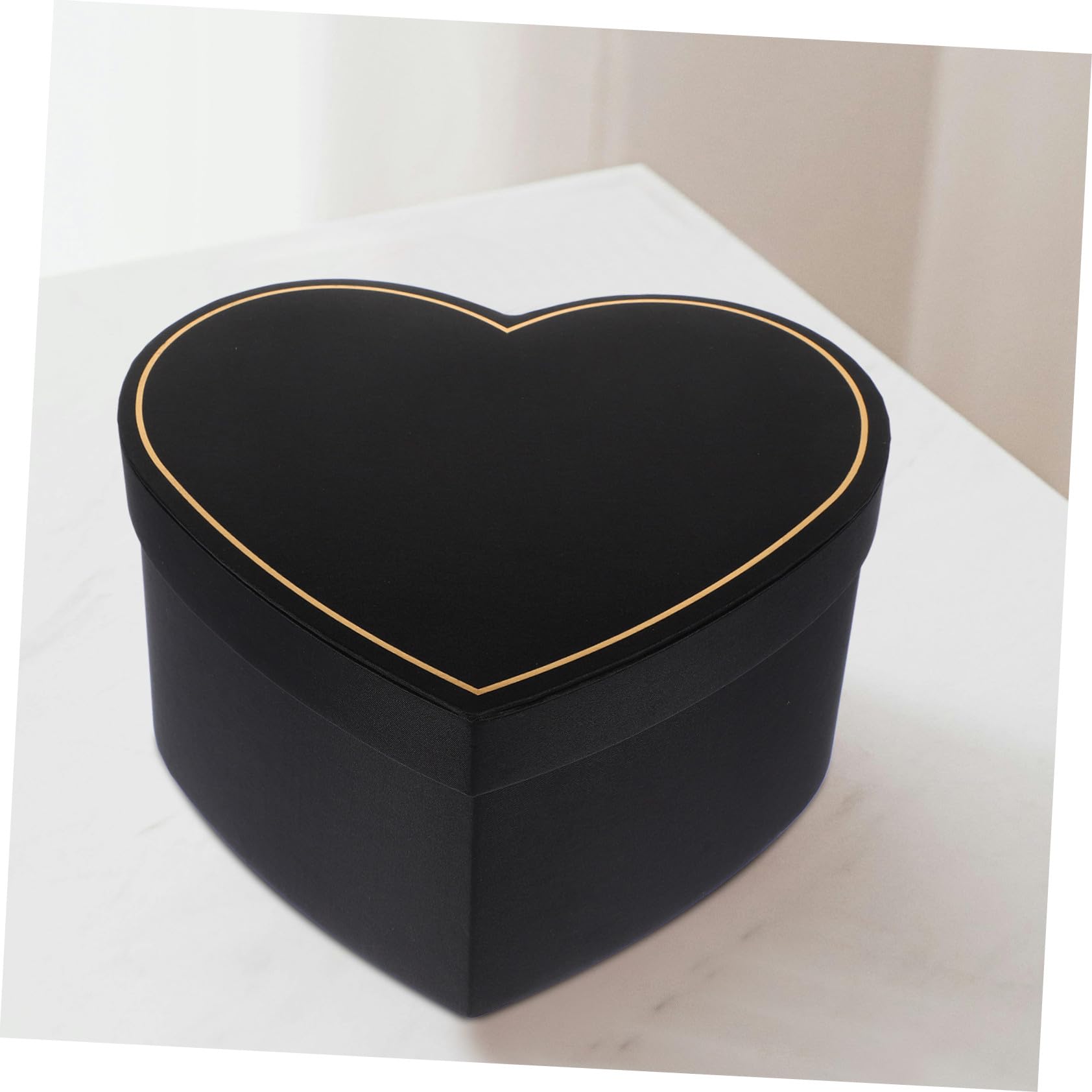 Gogogmee Herzförmige Geschenkkartonbox Schwarz mit Deckel aus Stoff Dekorative Geschenkverpackung für Party und Restaurant als Edle Geschenkbox