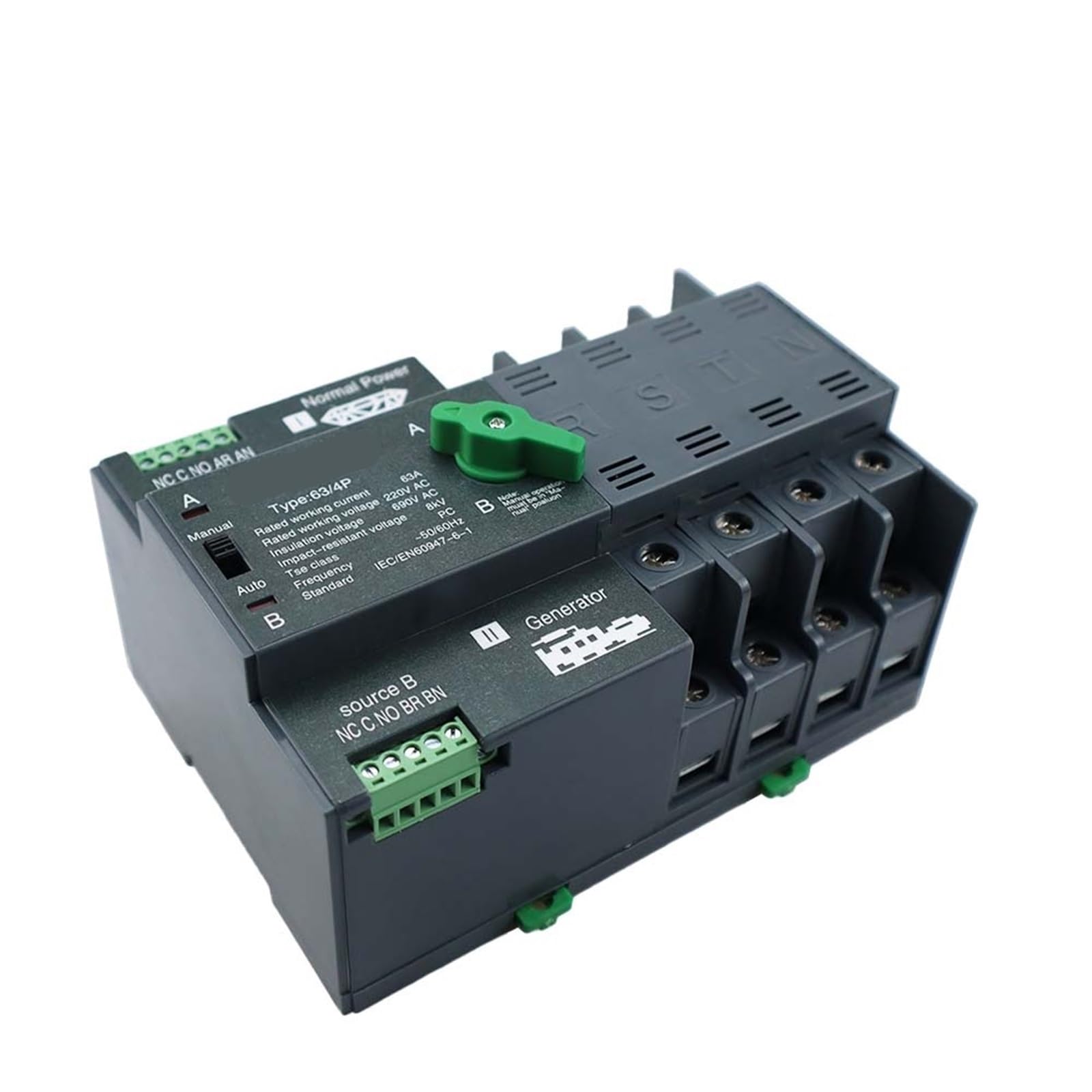 ATS commutateur de transfert automatique triphasé 3P 220V 16A inverseur source électricité