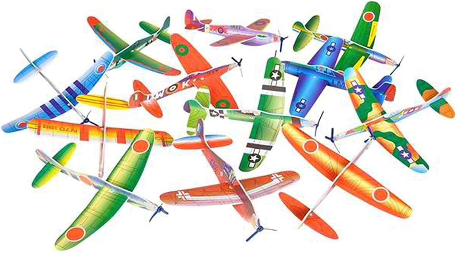 通用 NHILES 24 Pack 8 Inch Glider Planes, Bomber Airplane Gliders for kids, Foam Birthday Party Favor Plane Toy Kits and Prize Reward Toys