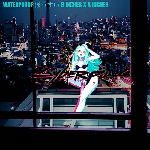 Miniatura 3 de KOZUKI Cyberpunk - Calcomanía de vinilo reflectante impermeable para automóvil, color azul, amarillo, decoración de auto para juegos