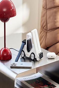 T20 15W 5’i 1 Arada Magsafe Kablosuz Şarj İstasyonu, Dijital Saatli Forklift Tasarım, iPhone 16/15/14/13/12, Apple Watch, AirPods Uyumlu Masaüstü Hızlı Şarj Standı (Siyah)