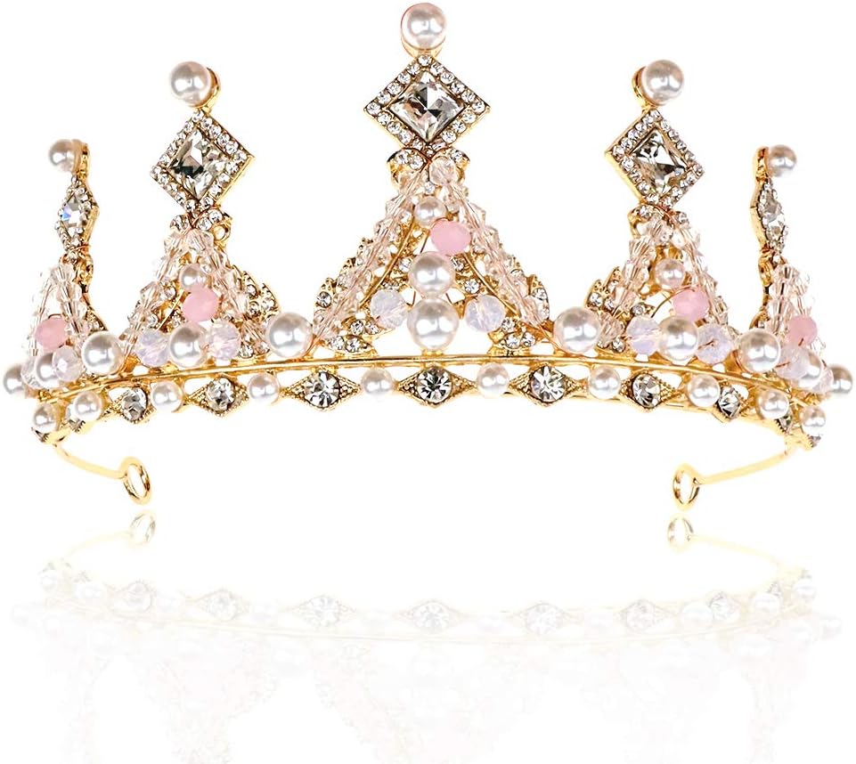 NODG Tiaras and Crown for Girls Gold Birthday Crowns for Kids Rhinestones Party Headbands Hair Jewelry Accessories for Women Halloween Cosplay Prom Costume Christmas Gifts