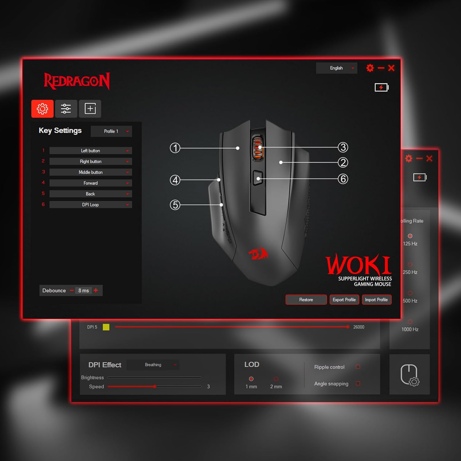 Redragon M994 Wireless Gaming Mouse, 26000 DPI Wired/Wireless Gamer Mouse w/ 3-Mode Connection, BT & 2.4G Wireless, 6 Macro Buttons, Durable Power Capacity for PC/Mac/Laptop