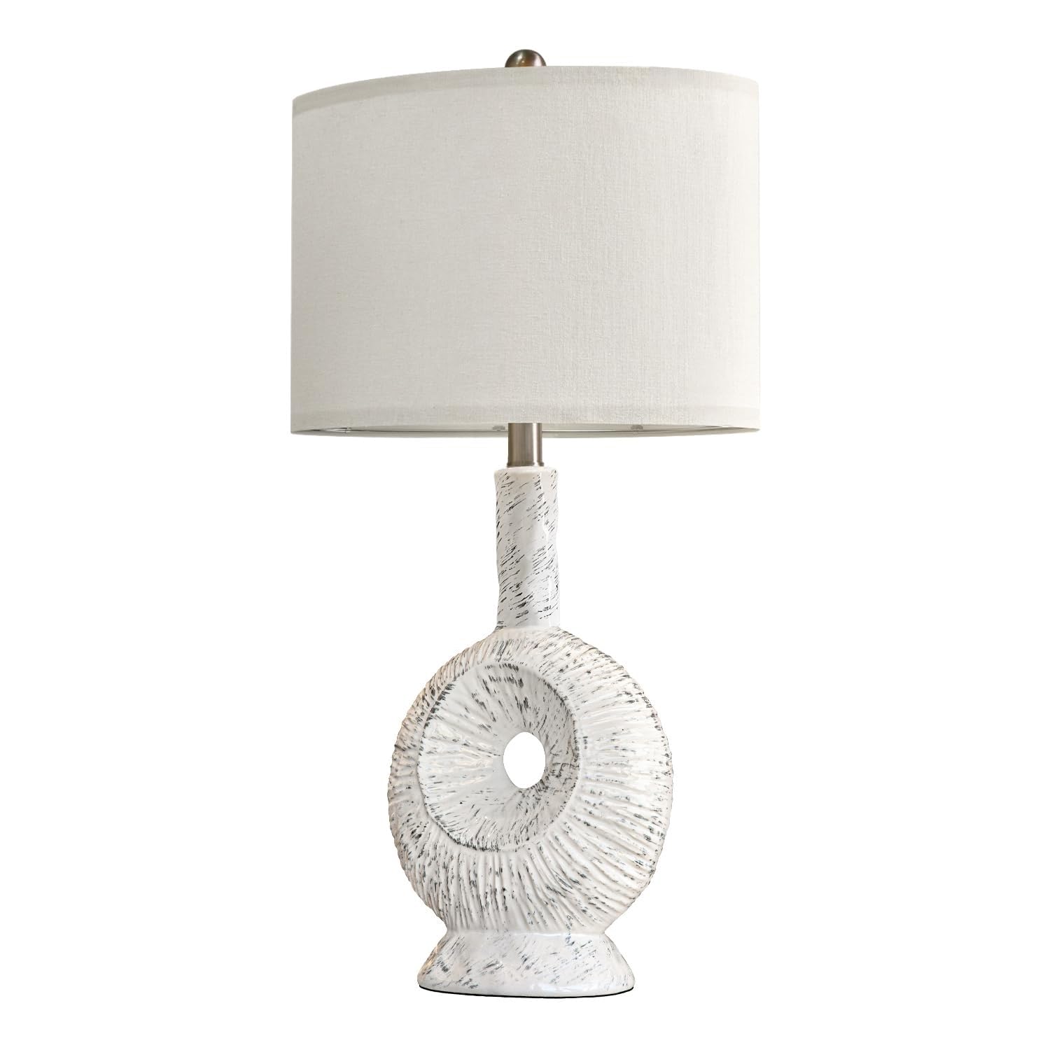 26.75 Inch Modern Ceramic Table Lamp with Beige Linen Shade 