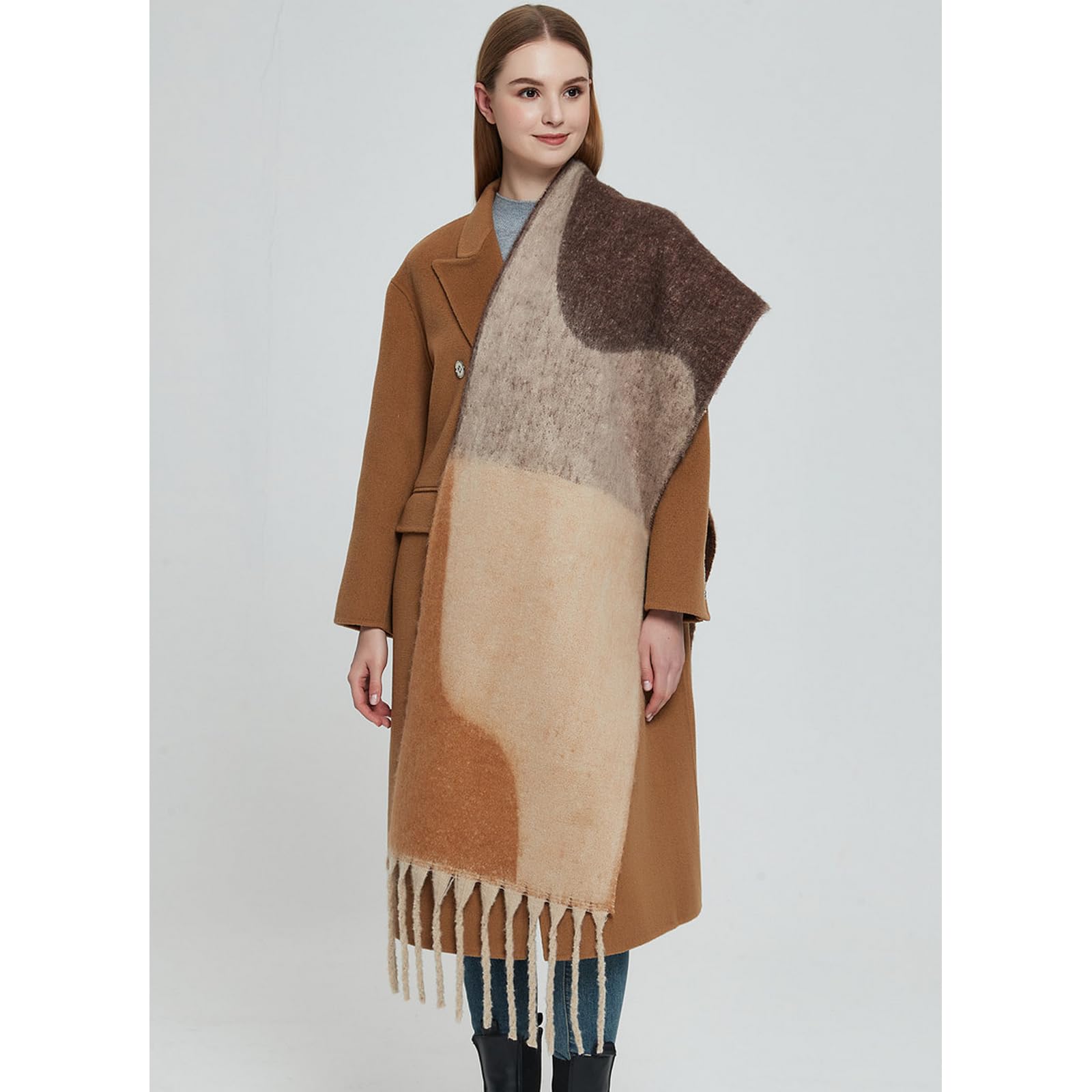 Foulard Donna Sciarpa Jacquard Alla Moda Con Scialle Ispessito Per L'autunno E L'inverno
