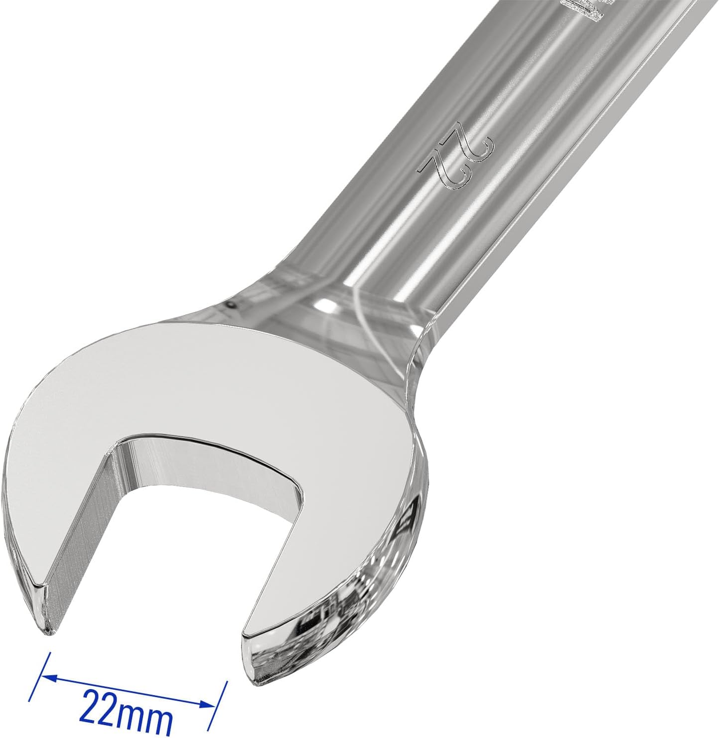 22mm Flex-Head Ratcheting Combination Wrench Metric 72 Teeth 12 Point Ratchet Box Ended and Open End Spanner Tools, Flexible Head Gear Wrench, Heat-Treated CR-V