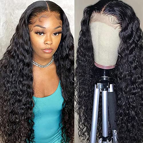 Oxeyegirl Glueless Wigs Human Hair Pre Plucked with Baby Hair 180% Density Water Wave 4x4 Lace Closure Wigs Human Hair Wigs For Black Women(20Inches)
