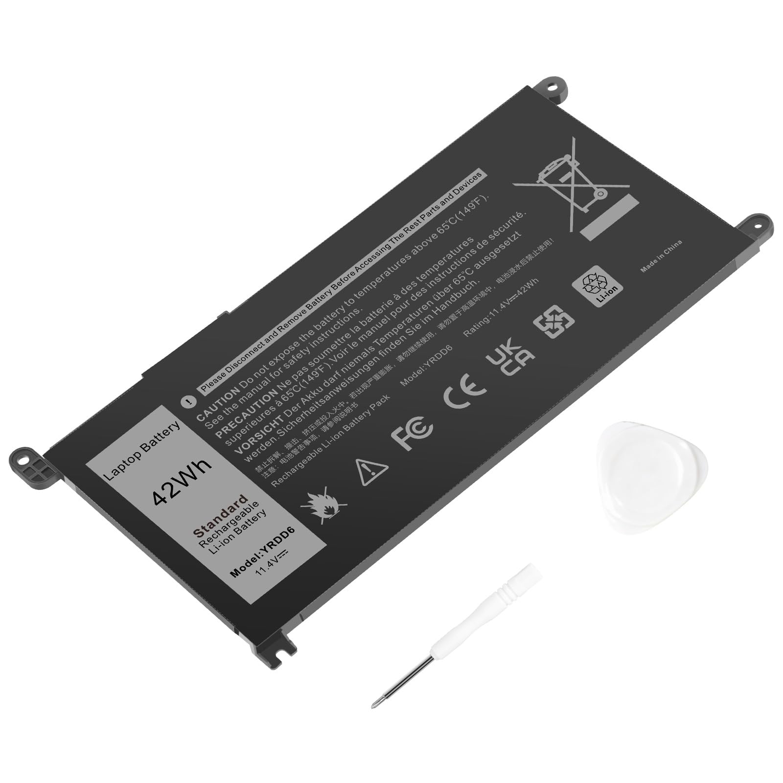 ASUNCELL YRDD6 Batterie d'ordinateur portable pour Dell Inspiron 15 3000 3493 3582 3583, Inspiron 14 5000 5480 5485 5491, Latitude 3310 2-in-1, Inspiron 15 7000 7586, Vostro 3491 5481 5581, 11.4V/42Wh