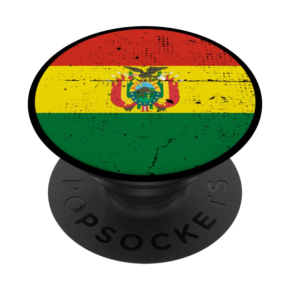 Bolivia Vintage Flag Proud Bolivian PopSockets Swappable PopGrip, Black