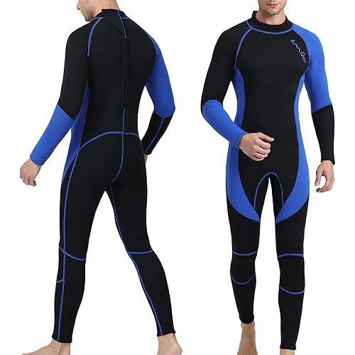 OMGear Wetsuit Men Women 3mm Neoprene Full Body UV Protection One Piece Long Sleeves Scuba Diving Suits Back Zipper Swimsuit for Scuba Diving Surf Snorkeling Swimming