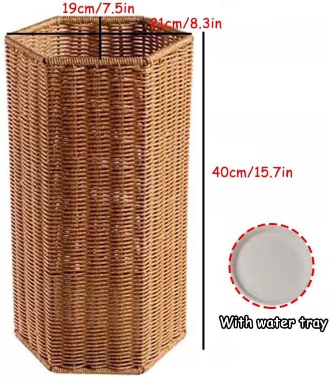 Umbrella Stand, Imitation Rattan, Hand-Woven Bamboo and Rattan, Multifunctional Basket for Home and Commercial Use